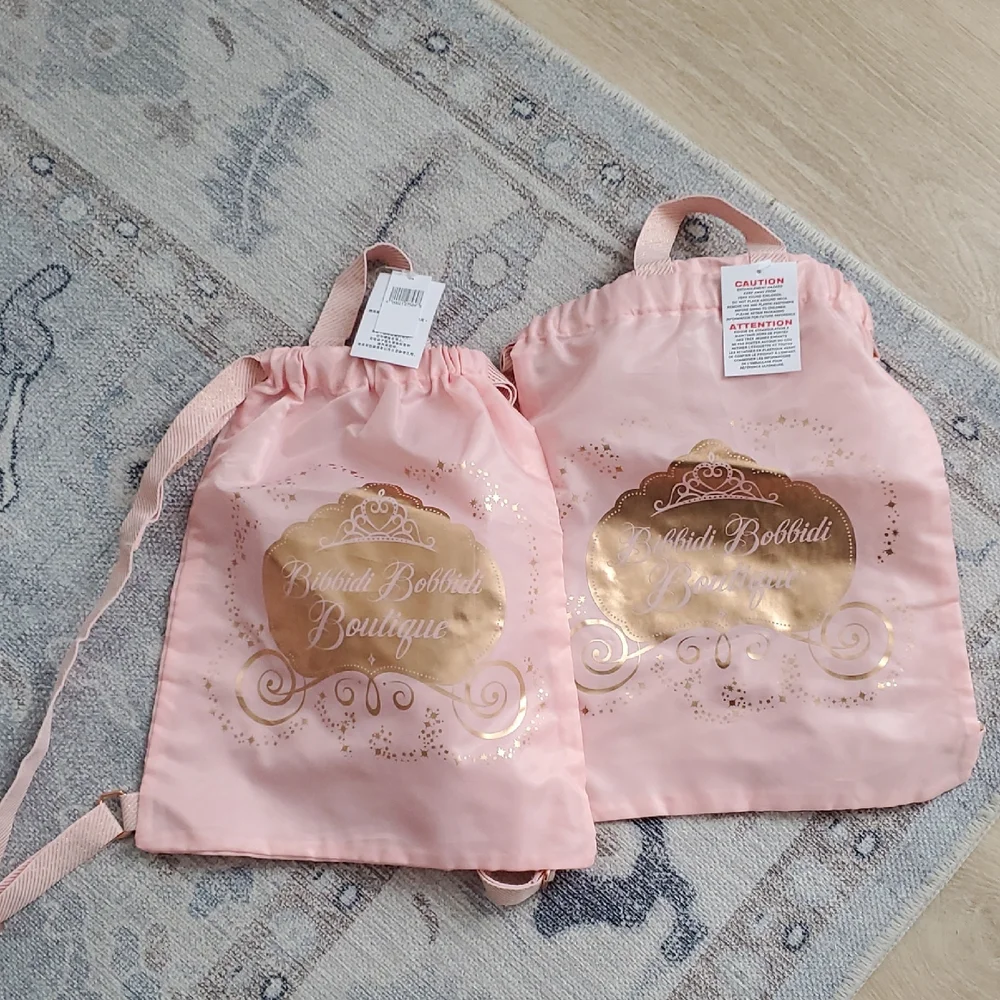 NWT Walt Disney Parks Bibbidi Bobbidi Boutique drawstring backpacks Set Of 2